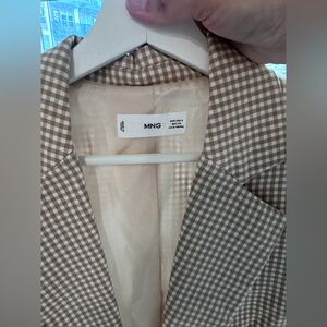 Mango Beige Checkered women’s Blazer